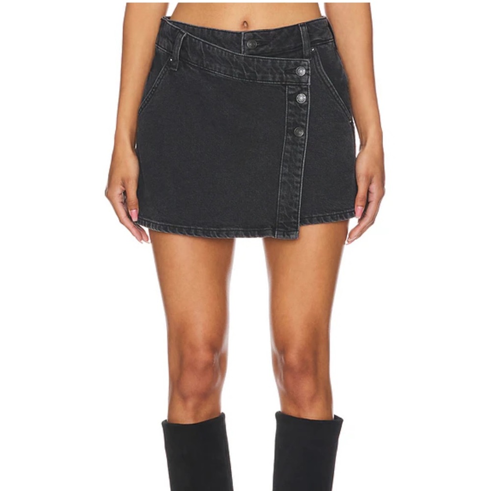 Black denim Free People skirt